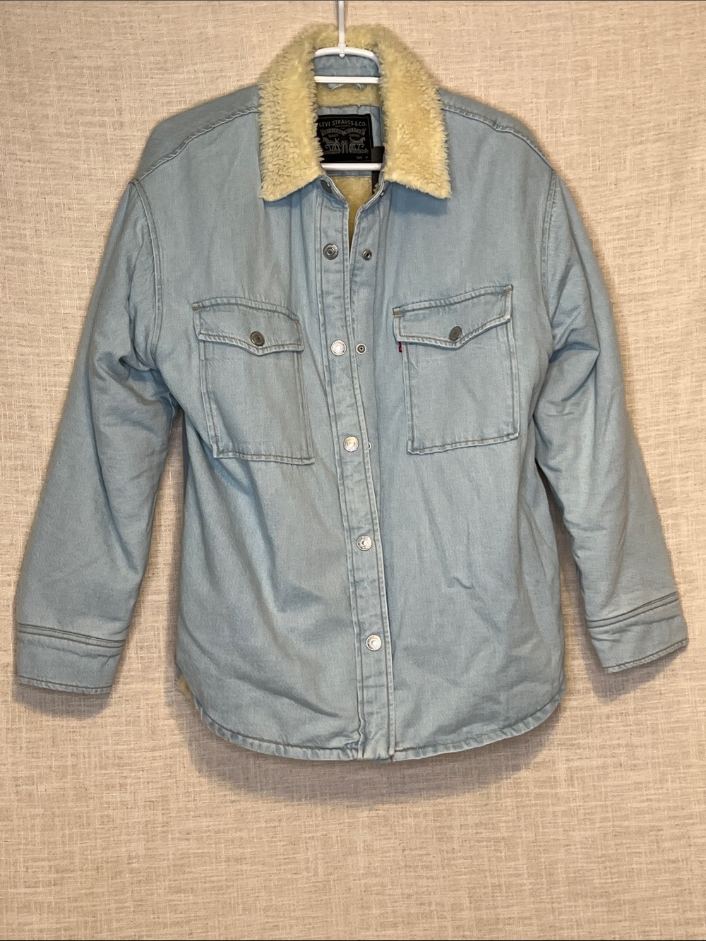 Levi's Light Blue Denim Sherpa Trucker Jacket Oversized